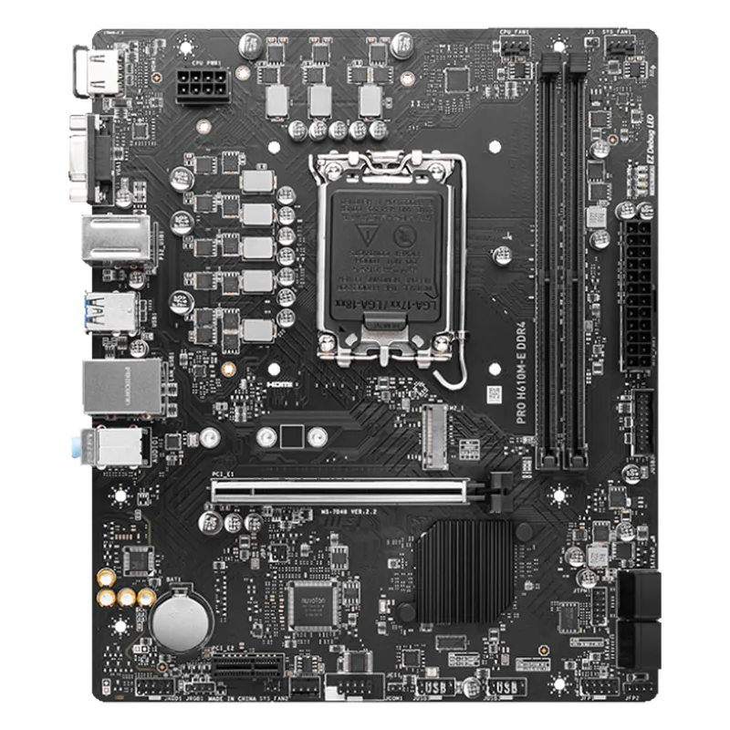 MSI PRO H610M-E DDR4, Micro-ATX, Socket 1700, Dual Channel DDR4 3200(OC)MHz, 1x PCIe x16 slots, 1x M.2 slots, 1x HDMI, 1 x VGA, 