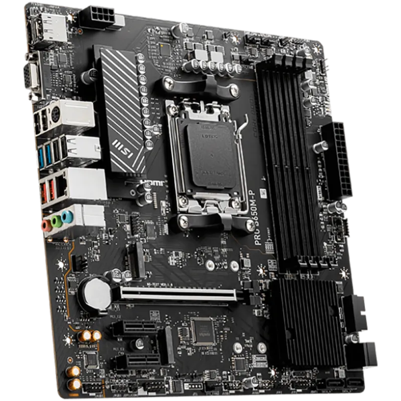 MSI PRO B650M-P,ATX, Socket AM5,AMD B650, 4xDDR5, Dual Channel DDR5 up to 7200+(OC)MHz,1x PCIe 4.0/3.0 x16 slot,2x M.2 slots,2x 