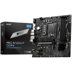 MSI PRO B760M-P DDR4, mATX, Socket 1700, Dual Channel DDR4 4800(OC)MHz, 1x PCIe x16 slots, 2x M.2 slots, 1x HDMI, 1x DP, 1x VGA,