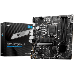 MSI PRO B760M-P, mATX, LGA 1700, Dual Channel DDR5 6800, 1x PCIe x16 slots, 2x M.2 slots, 1x HDMI, 1x DP, 1x VGA, 1x USB 3.2 Gen