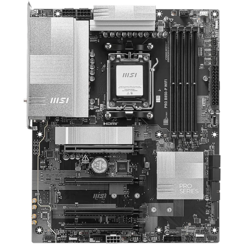 MSI PRO B850-P WIFI, ATX, Socket AM5, 4x DDR5 Dual Channel DDR5 up to 8200(OC)MHz, 4x PCIe 3.0 16 slots, 3x M.2 slots, 4x USB 2.