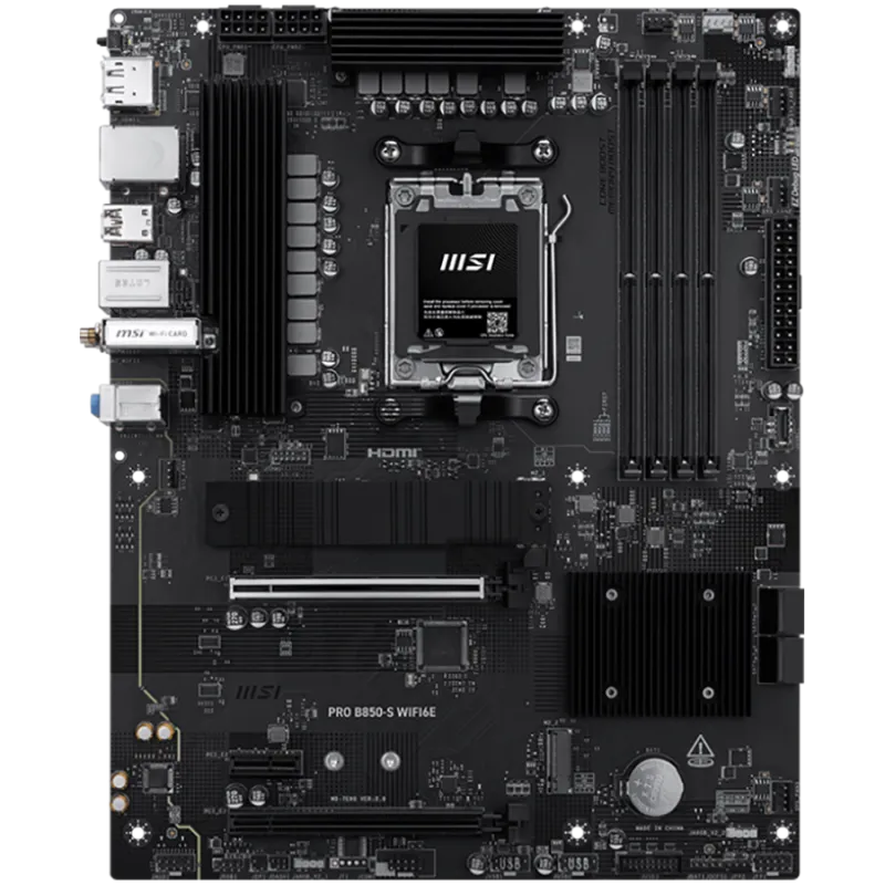 MSI PRO B850-S WIFI6E, ATX, Socket AM5, 4x DDR5 Dual Channel up to 8200(OC)MHz, 2x PCIe x16 slot, 2x M.2 slot, 4x USB 5Gbps, 3x 