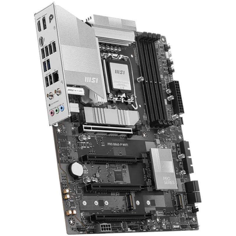 MSI PRO B860-P WIFI, ATX, LGA 1851, 4x DDR5 Dual Channel DDR5 up to 8600(OC)MHz, 4x PCIe x16 slot, 3x M.2 slot, 4x USB 2.0, 2x U