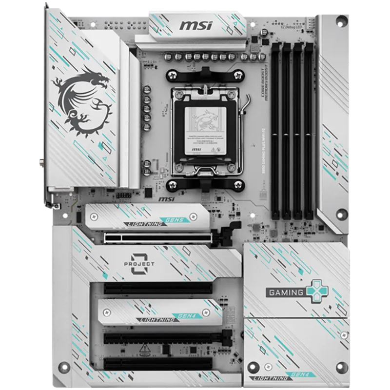 MSI B850 GAMING PLUS WIFI PZ, ATX, Socket AM5, Back Connectors, 4x DDR5 Dual Channel DDR5 up to 8200(OC)MHz, 4x PCIe x16 slot, 3