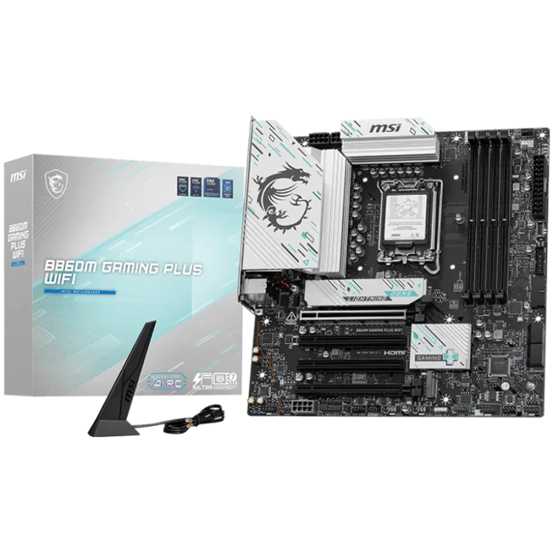 MSI PRO B860M GAMING PLUS WIFI, mATX, LGA 1851, 4x DDR5 Dual Channel DDR5 up to 8600(OC)MHz, 4x PCIe x16 slot, 3x M.2 slot, 2x U