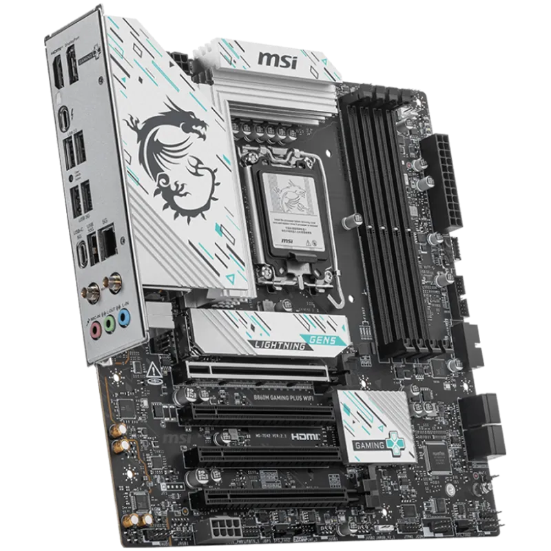 MSI PRO B860M GAMING PLUS WIFI, mATX, LGA 1851, 4x DDR5 Dual Channel DDR5 up to 8600(OC)MHz, 4x PCIe x16 slot, 3x M.2 slot, 2x U