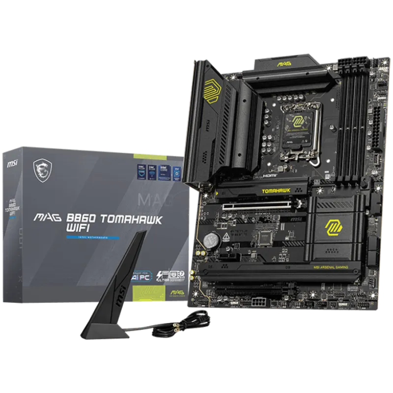 MSI MAG B860 TOMAHAWK WIFI, ATX, LGA 1851, 4x DDR5 Dual Channel DDR5 up to 9200(OC)MHz, 2x PCIe x16 slot, 3x M.2 slot, 4x USB 2.