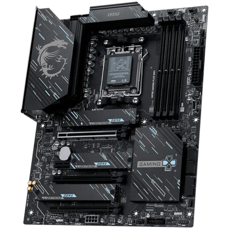 MSI X870E GAMING PLUS WIFI, ATX, Socket AM5, 4x DDR5 Dual Channel DDR5 up to 8200(OC)MHz, 3x PCIe x16 slot, 3x M.2 slot, 4x USB 