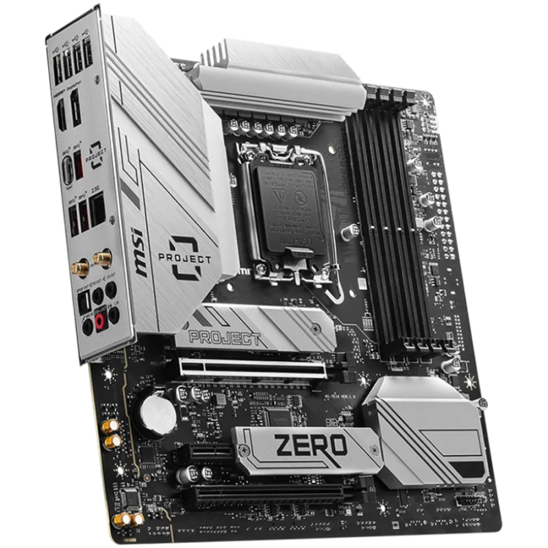 MSI B760M PROJECT ZERO, mATX, Socket LGA 1700, Dual Channel DDR5 7800+(OC)MHz, 2x PCIe x16 slots, 2x M.2 slots, 1x HDMI, 1x DP, 