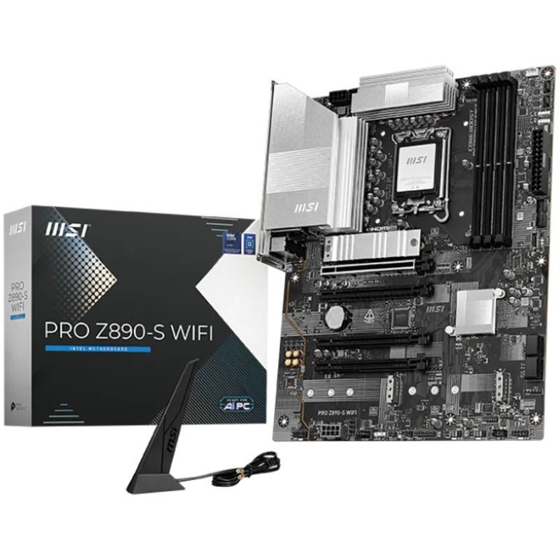 MSI PRO Z890-S WIFI, LGA 1851, Dual Channel DDR5 up to 8600(OC)MHz, 4x PCIe x16 slots, 3x M.2 slot, 4xUSB 2.0, 6xUSB 5Gbps A, 1x