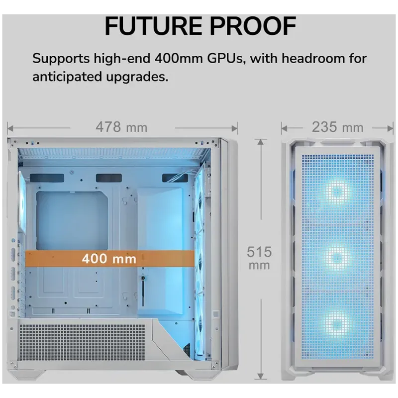 COUGAR MX600 PC Case, Mid Tower, White - 1