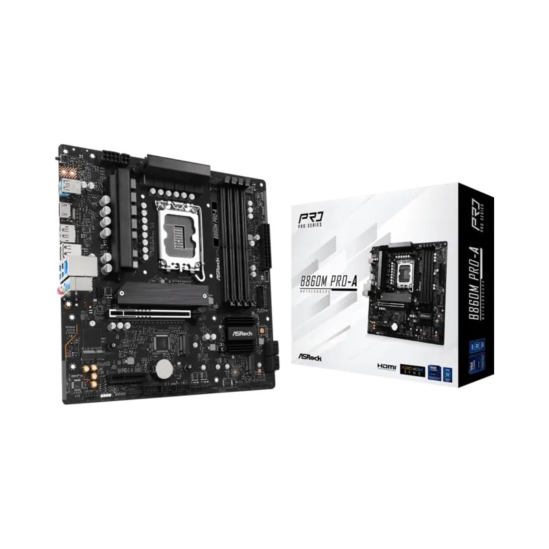 ASROCK MB Desktop B860M Pro-A, S.1851, 4x DDR5, 1x PCIe 5.0 x16, 1x PCIe 4.0 x4, 1x Blazing M.2, 2x Hyper M.2, 4x SATA3, 2x USB-