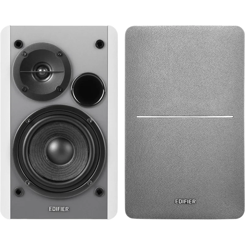 Edifier R1280T 2.0 Bookshelf Speakers, RCA, 0.5-inch Tweeters, 4-inch Drivers, 42W (RMS), Control Knobs and Remote Control, Whit
