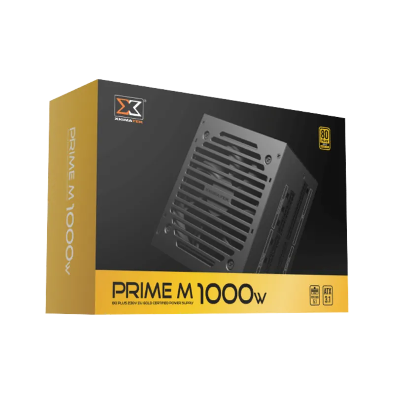 Xigmatek Prime M 1000W (80+Gold 230V EU, ATX3.1 & PCI-E 5.1, LLC D2D & APFC, 120mm Fan, Full Modular, EU Cord, Color Box) - 1