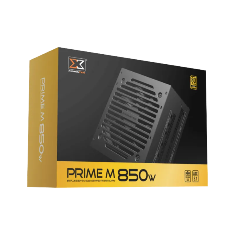 Xigmatek Prime M 850W (80+Gold 230V EU, ATX3.1 & PCI-E 5.1, LLC D2D & APFC, 120mm Fan, Full Modular, EU Cord, Color Box) - 1