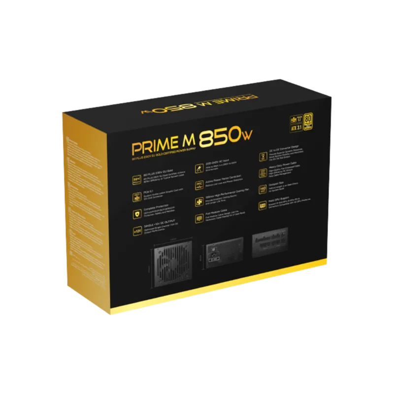 Xigmatek Prime M 850W (80+Gold 230V EU, ATX3.1 & PCI-E 5.1, LLC D2D & APFC, 120mm Fan, Full Modular, EU Cord, Color Box) - 1