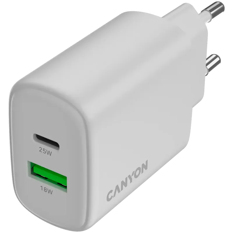 CANYON charger OnCharge 250 25W 1xPD 1xQC EU White - 1