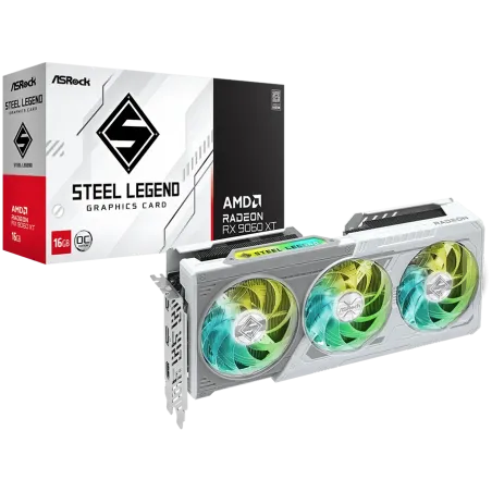 ASROCK Video Card AMD Radeon RX 9060 XT Steel Legend OC 16GB GDDR6 128-bit HDMI 2x DP - 1
