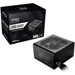 Asrock PRO-650B, 650W, 80 Plus BRONZE, Non Modular PSU, 1x EPS 12V CPU(4+4pin), 2x PCIe (6+2pin), 2x 4-pin connectors, 4x SATA, 
