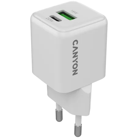 CANYON charger CU20AC GaN 20W 1xPD 1xQC EU White - 1