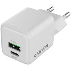 CANYON charger CU20AC GaN 20W 1xPD 1xQC EU White - 2