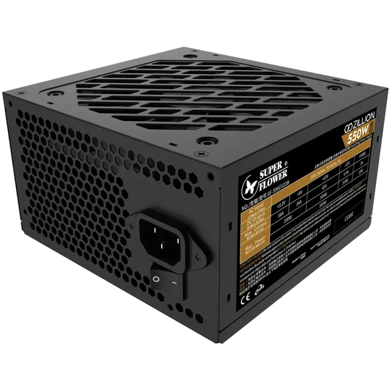 Super Flower Zillion DB Bronze 850W ATX 2.4, 80 Plus Bronze, Flat Black Cables, 120mm Fan, 140mmx150mmx86mm, 3 Year Warranty - 1