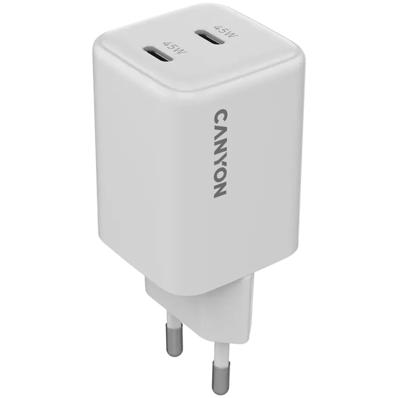 CANYON charger CU45CC GaN 45W 2xPD EU White - 1