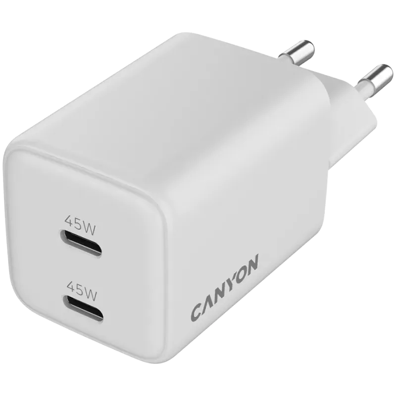 CANYON charger CU45CC GaN 45W 2xPD EU White - 1