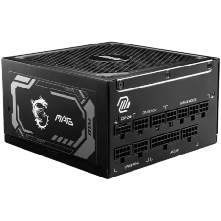 MSI MAG A1000GL PCIE5, 1000W, 80 Plus Gold, 135mm Fluid Dynamic Bearing Fan, Protections: OCP/OVP/OPP/OTP/SCP/UVP, Dimensions: 1