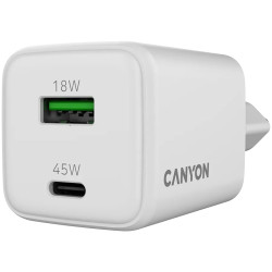CANYON charger CU45AC GaN 45W 1xPD 1xQC EU White - 5