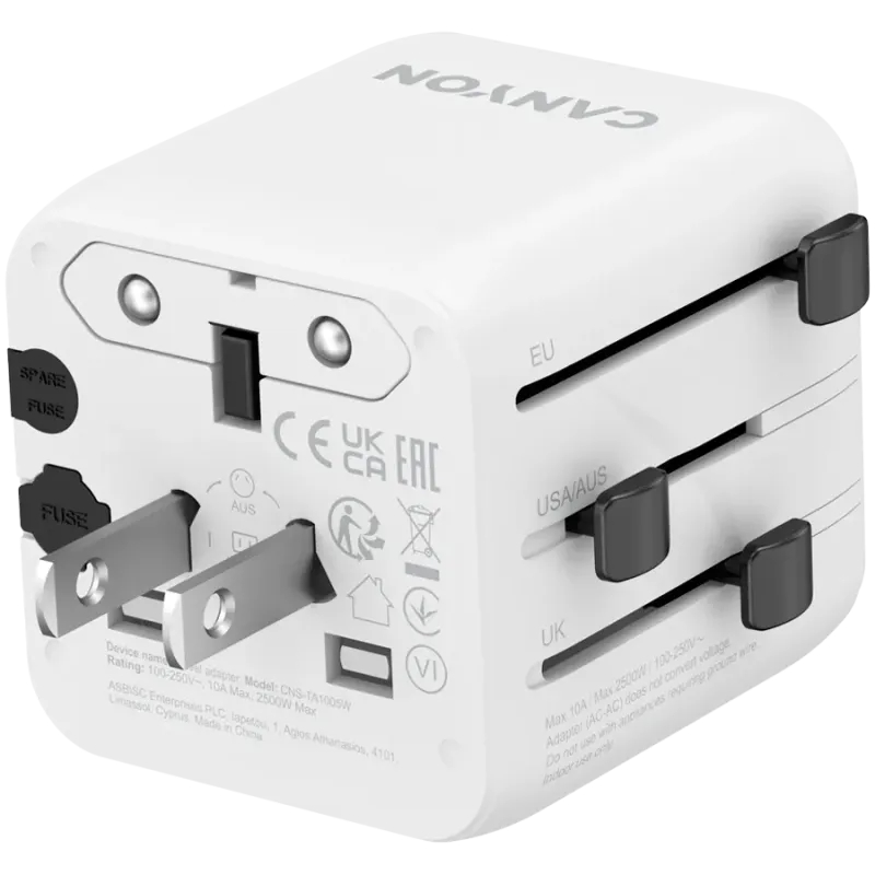 CANYON Travel Adapter OnTour One EU/UK/US/AUS White - 1