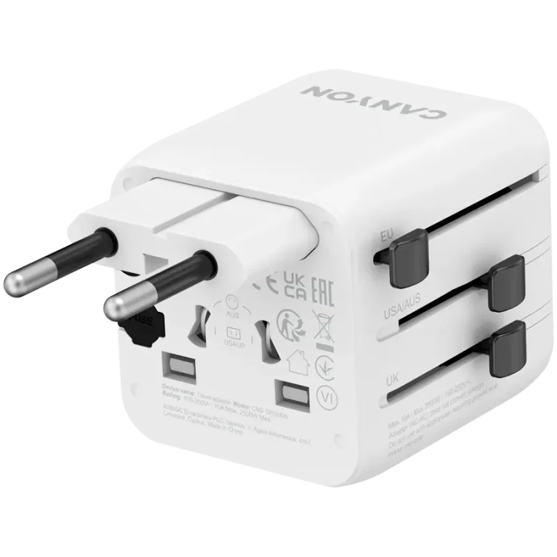CANYON Travel Adapter OnTour One EU/UK/US/AUS White - 1