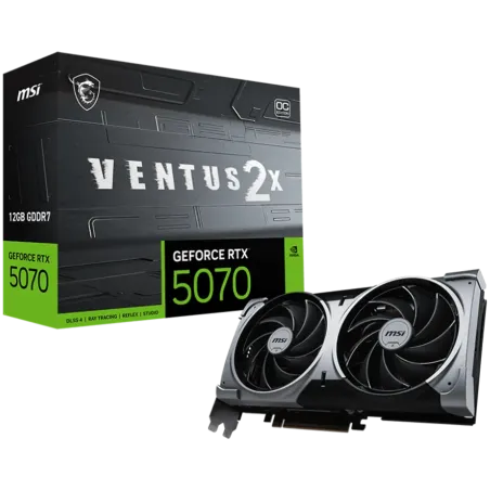 MSI Video Card Nvidia GeForce RTX 5070 12G VENTUS 2X OC, 12GB GDDR7, 192bit, Effective Memory Clock: 28000MHz, Boost: 2542 MHz, 
