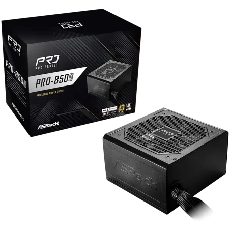 Asrock PRO-850G, 850W, 80 Plus GOLD, Non Modular PSU, 1x EPS 12V CPU(4+4pin), 2x PCIe (6+2pin), 2x 4-pin connectors, 4x SATA, OC