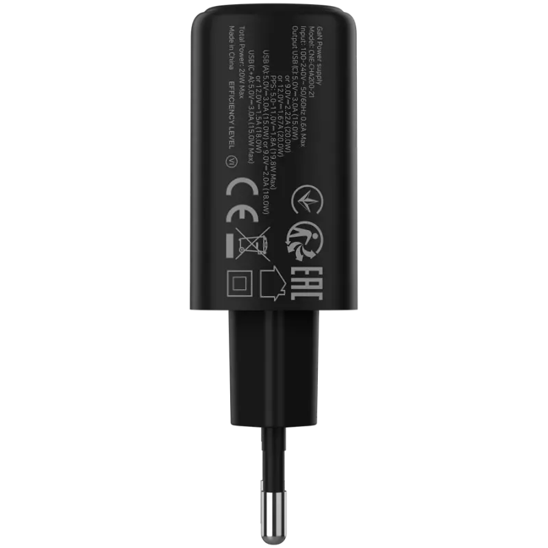 CANYON charger OnCharge 200 20W 1xPD 1xQC EU Black - 1