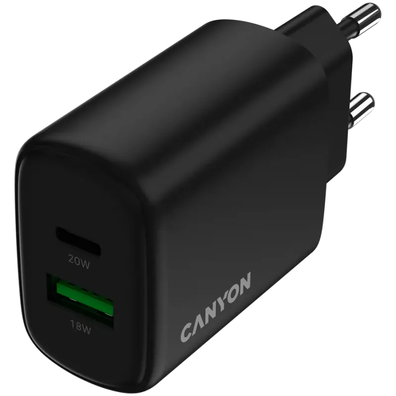 CANYON charger OnCharge 200 20W 1xPD 1xQC EU Black - 1