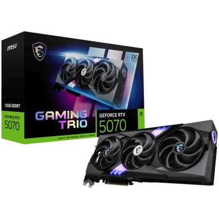 MSI Video Card Nvidia GeForce RTX 5070 12G GAMING TRIO OC, 12GB GDDR7, 192bit, Effective Memory Clock: 28000MHz, Boost: 2610 MHz