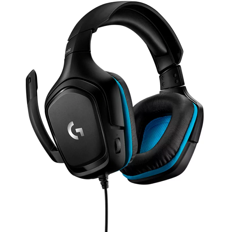 LOGITECH G432 Wired Gaming Headset - 7.1 Surround Sound - LEATHERETTE - BLACK/BLUE - USB - 5