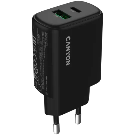 CANYON charger OnCharge 250 25W 1xPD 1xQC EU Black - 1