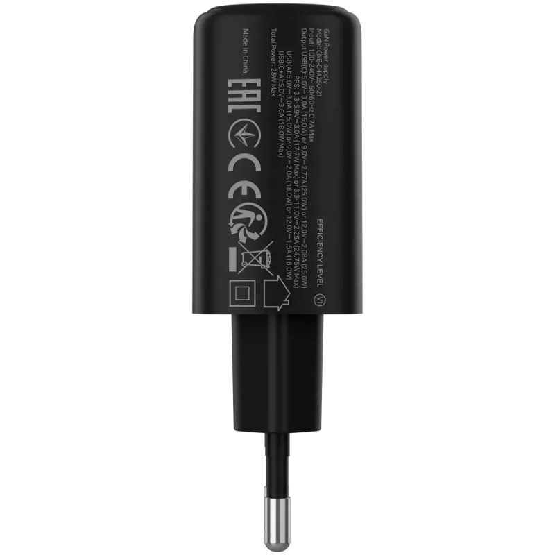 CANYON charger OnCharge 250 25W 1xPD 1xQC EU Black - 1