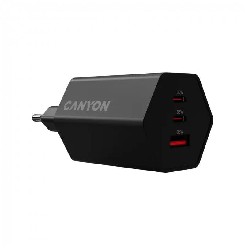 CANYON charger HEXAGON 65 GaN 65W 2xPD 1xQC EU Black - 1