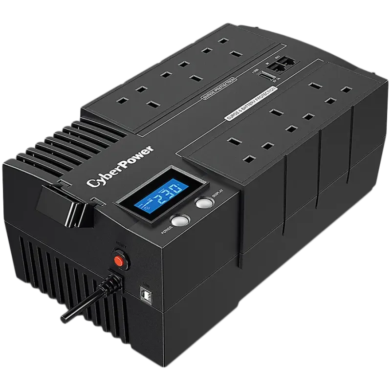 CyberPower UPS AVR 1000VA/600W, Line-Interactive, LCD display, 8x Schuko, Runtime at 90W ( min ):42 BR1000ELCD - 1
