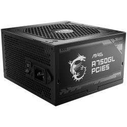 MSI MAG A750GL PCIE5, 750W, 80 Plus Gold, ATX Form Factor, 100~240 Vac Input Voltage, 47Hz ~ 63Hz Input Frequency, 120 mm Fan, 1