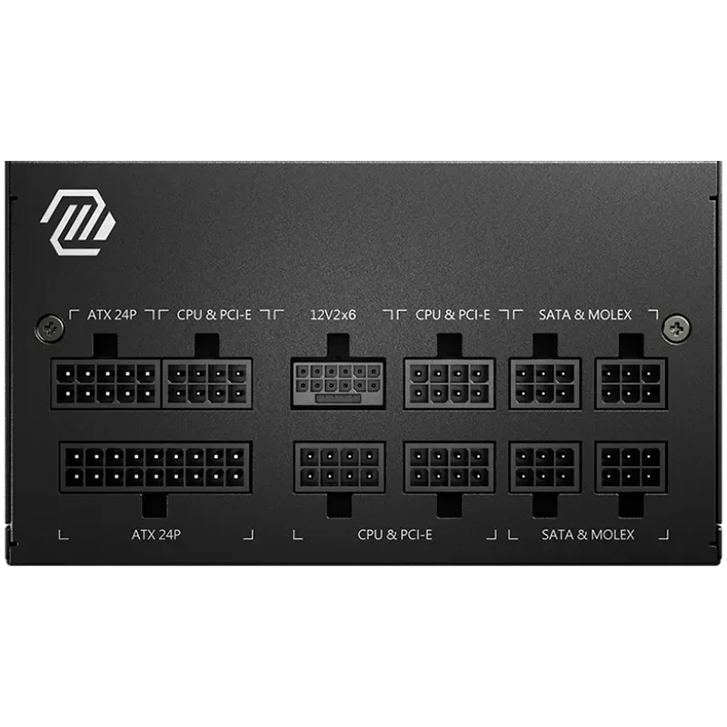 MSI MAG A750GL PCIE5, 750W, 80 Plus Gold, ATX Form Factor, 100~240 Vac Input Voltage, 47Hz ~ 63Hz Input Frequency, 120 mm Fan, 1
