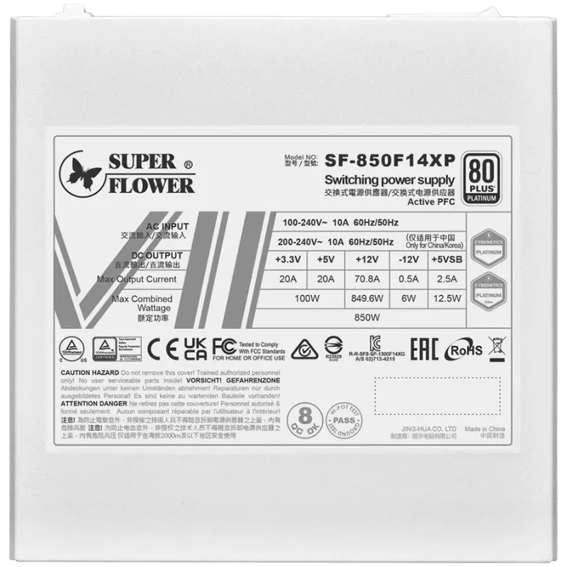 Super Flower Leadex VII Platinum PRO 1000W ATX 3.1, 80 Plus Platinum, Fully Modular, Flat White Cables, 140mm Fan, 150mmx150mmx8