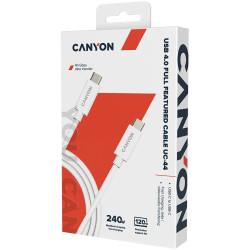 CANYON UC-44, cable, U4-CC-5A1M-E, USB4 TYPE-C to TYPE-C cable assembly 40G 1m 5A 240W(ERP) with E-MARK, CE, ROHS, white - 2