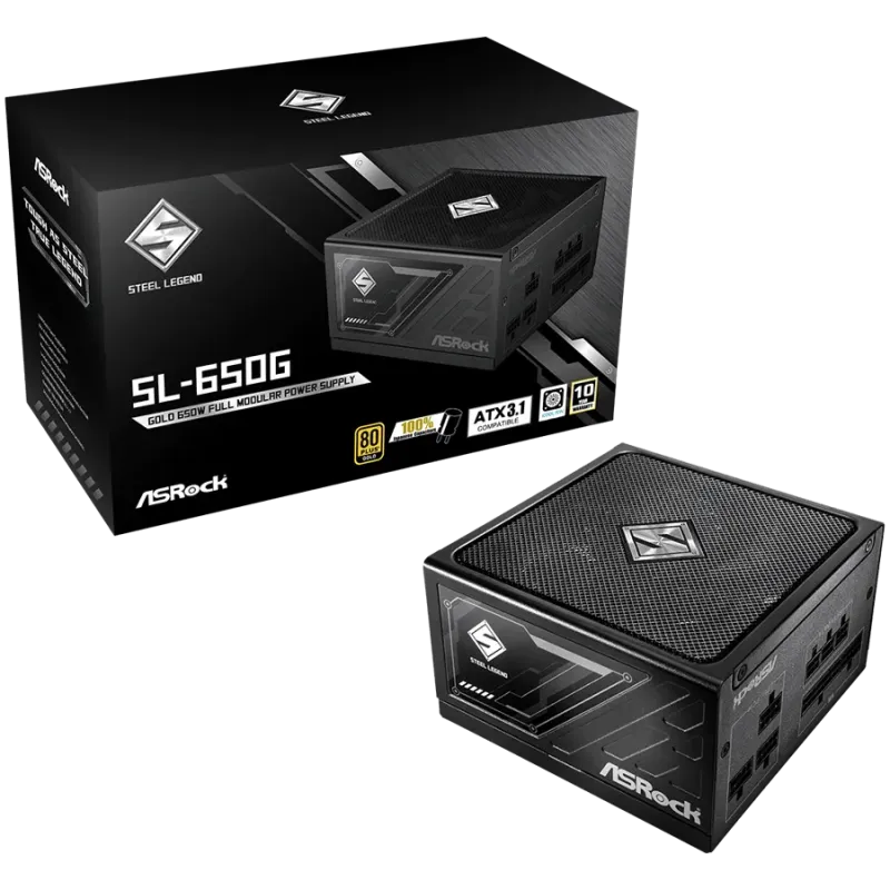 Asrock SL-650G, 650W, 80 Plus GOLD, Fully Modular PSU, Japanese Capacitors, 2x EPS 12V CPU(4+4pin), 2x PCIe (6+2pin), 3x 4-pin c