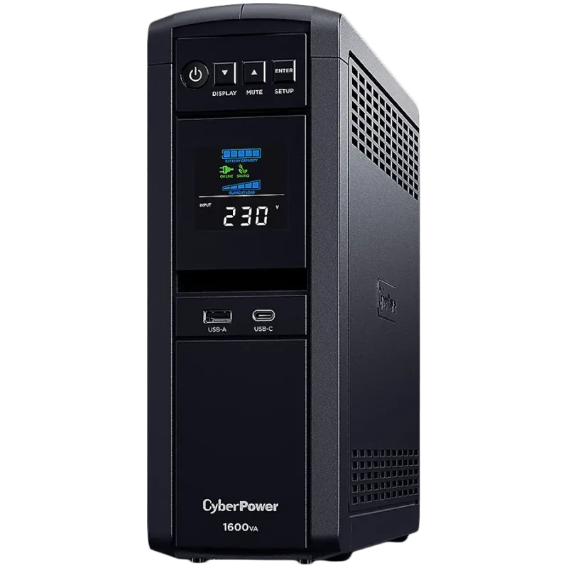 CyberPower UPS AVR,1600VA/1000W, Line-Interactive, LCD display, Sine Wave output (for Active PFC ), 6x Schuko, Runtime at 500W (