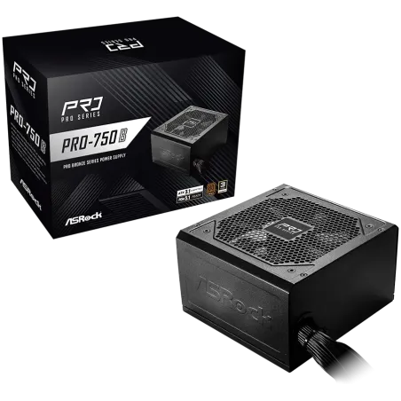 Asrock PRO-750B, 750W, 80 Plus BRONZE, Non Modular PSU, 1x EPS 12V CPU(4+4pin), 2x PCIe (6+2pin), 2x 4-pin connectors, 4x SATA, 