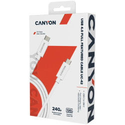 CANYON UC-42, cable, U4-CC-5A2M-E, USB4 TYPE-C to TYPE-C cable assembly 20G 2m 5A 240W(ERP) with E-MARK, CE, ROHS, white - 2